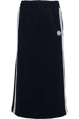 Chocoolate Floral-appliqué track skirt