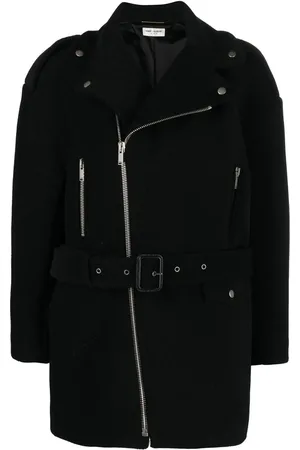 Saint Laurent Notched-collar zip-fastening coat