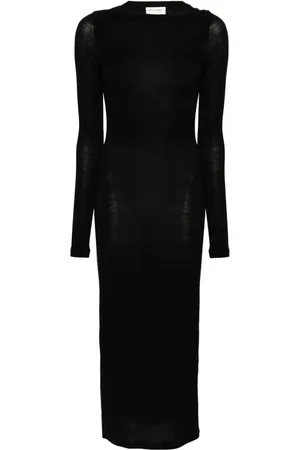 Saint Laurent Open-back fine-knit maxi dress