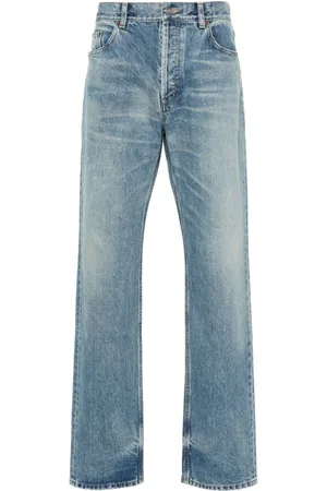 Saint Laurent Stonewashed distressed straight jeans