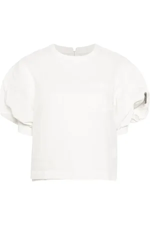SACAI Puff-sleeved panelled blouse