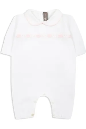 LITTLE BEAR Ribbon-detail knitted cotton romper
