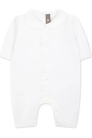 LITTLE BEAR Ruffle-trim knitted cotton romper