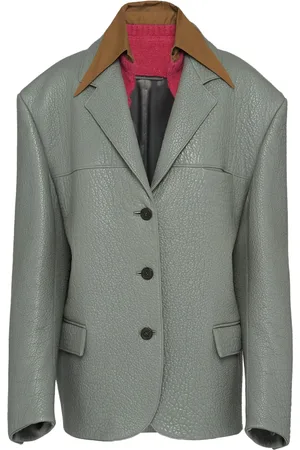 Prada Layered-collar leather blazer