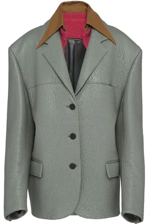 Prada Layered-collar leather blazer