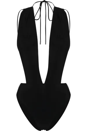 Saint Laurent V-neck open-back swimsuit