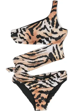 MONNALISA Leopard-print cut-out swimsuit