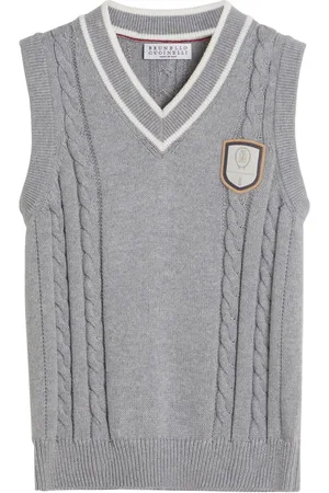 Brunello Cucinelli Logo-appliqué cable-knit vest