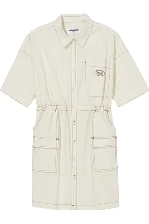 Chocoolate Drawstring denim shirtdress