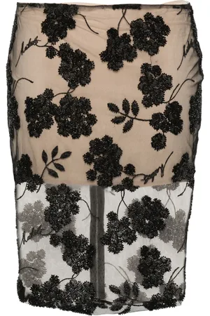ROTATE Floral bead-embroidered skirt