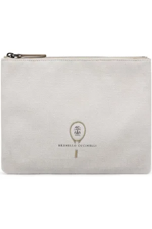 Brunello Cucinelli Embroidered tweed wash bag
