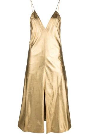 FORTE FORTE V-neck metallic midi dress