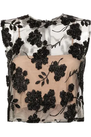 ROTATE Floral-bead sheer top