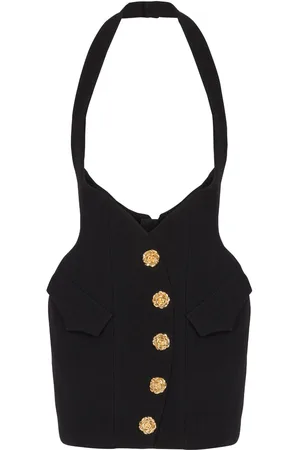 Balmain Rose-button tulip skirt