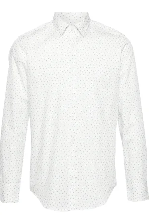 CANALI Leaf-print cotton shirt
