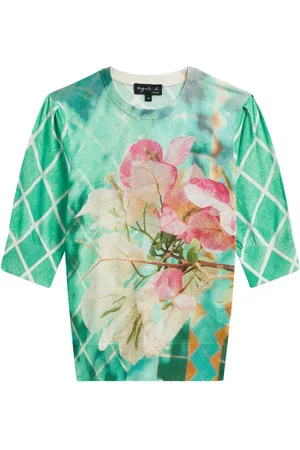 AGNÈS B. Morocco knitted floral-print top
