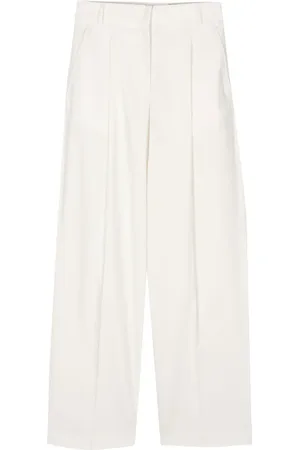 OFFICINE GENERALE Pleated poplin straight trousers