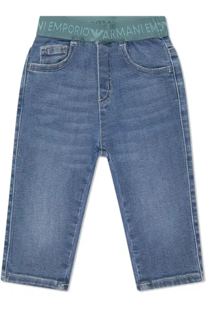 Emporio Armani Logo-waistband straight-leg jeans