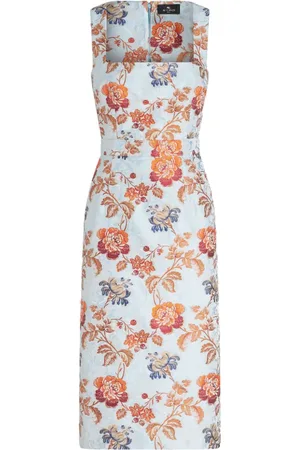Etro Floral-jacquard sleeveless midi dress