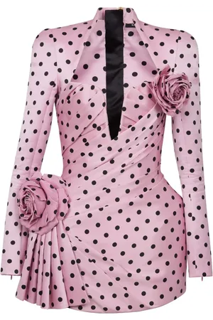 Balmain Polka dot-print pleated minidress