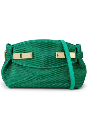 Salvatore Ferragamo Crystal-embellished leather clutch