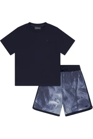 Emporio Armani Graphic-print cotton shorts set