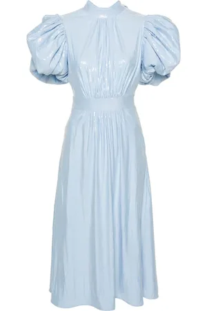 ROTATE Puff-sleeve sequined midi dress