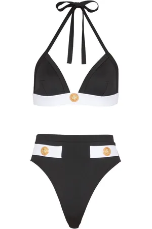 Balmain Button-embellished high-waisted bikini