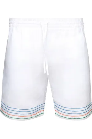 Casablanca Stripe-embroidered linen shorts