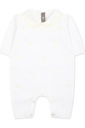 LITTLE BEAR Polka dot-intarsia cotton romper