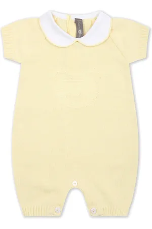 LITTLE BEAR Bear-embroidered cotton romper