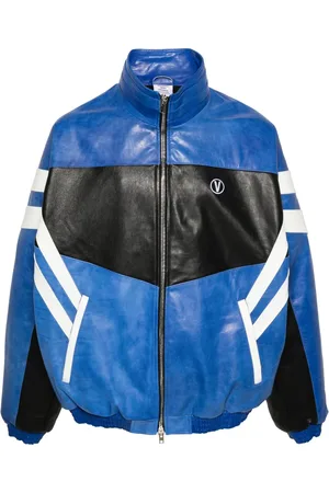 Vetements Logo-embroidered leather jacket