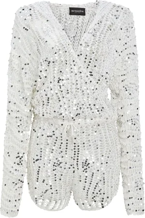 Retrofete Meadow crochet-knit playsuit