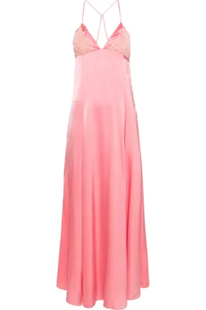 FORTE FORTE Lace-detailed silk maxi dress