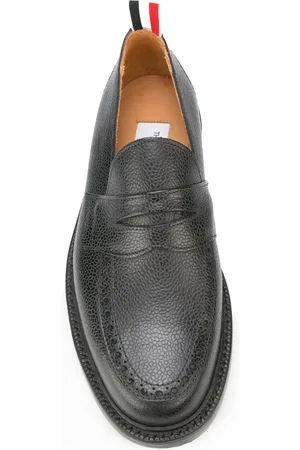 Thom Browne Penny Loafer With Leather Sole In Pebble Grain