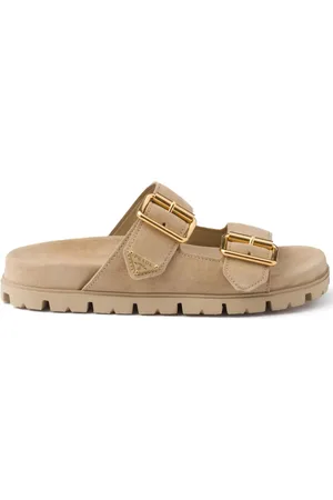 Prada Triangle-logo suede slides