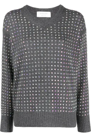 Sportmax Crystal-embellished V-neck jumper