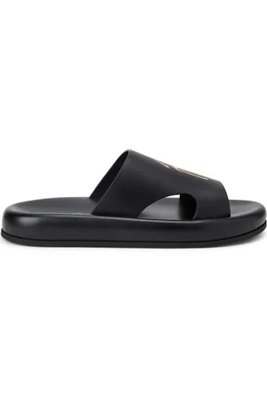 Salvatore Ferragamo Logo-embossed leather slides