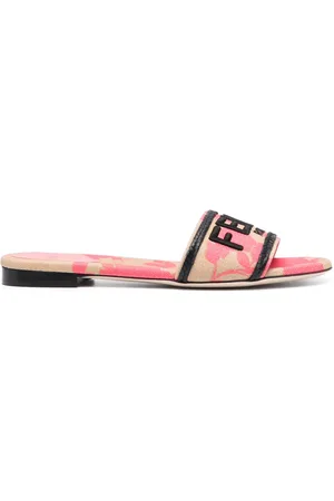 Fendi Embroidered-logo slip-on slides