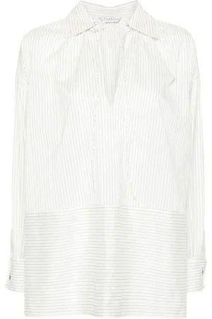 Max Mara Pinstriped spread-collar shirt