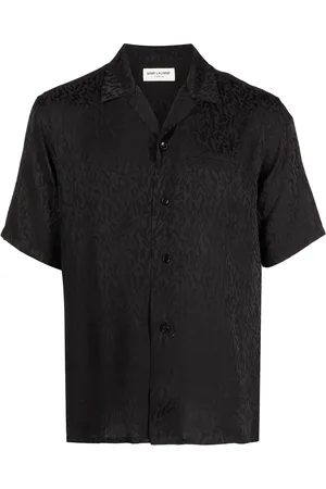 Saint Laurent Shark-collar leopard pattern shirt