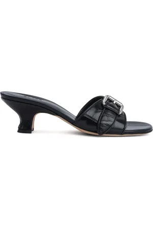 By Far 55mm Elton crocodile-embossed leather mules