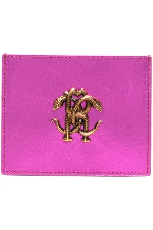 Roberto Cavalli Monogram-plaque leather cardholder