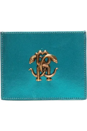 Roberto Cavalli Monogram-plaque leather cardholder