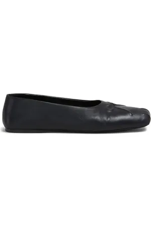 Marni Bow-embossed leather ballerina shoes
