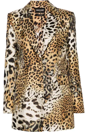 Roberto Cavalli Jaguar Skin-print silk blazer