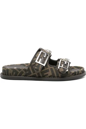 Fendi FF-jacquard canvas slides