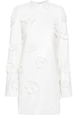 ROTATE Floral-appliqué sequin minidress