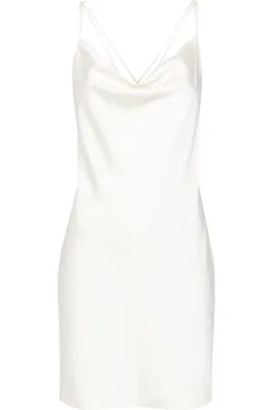 ROTATE Cowl-neck satin slip dress