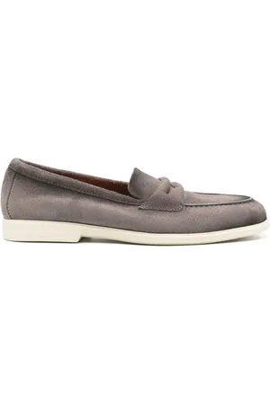 santoni Distressed suede loafers